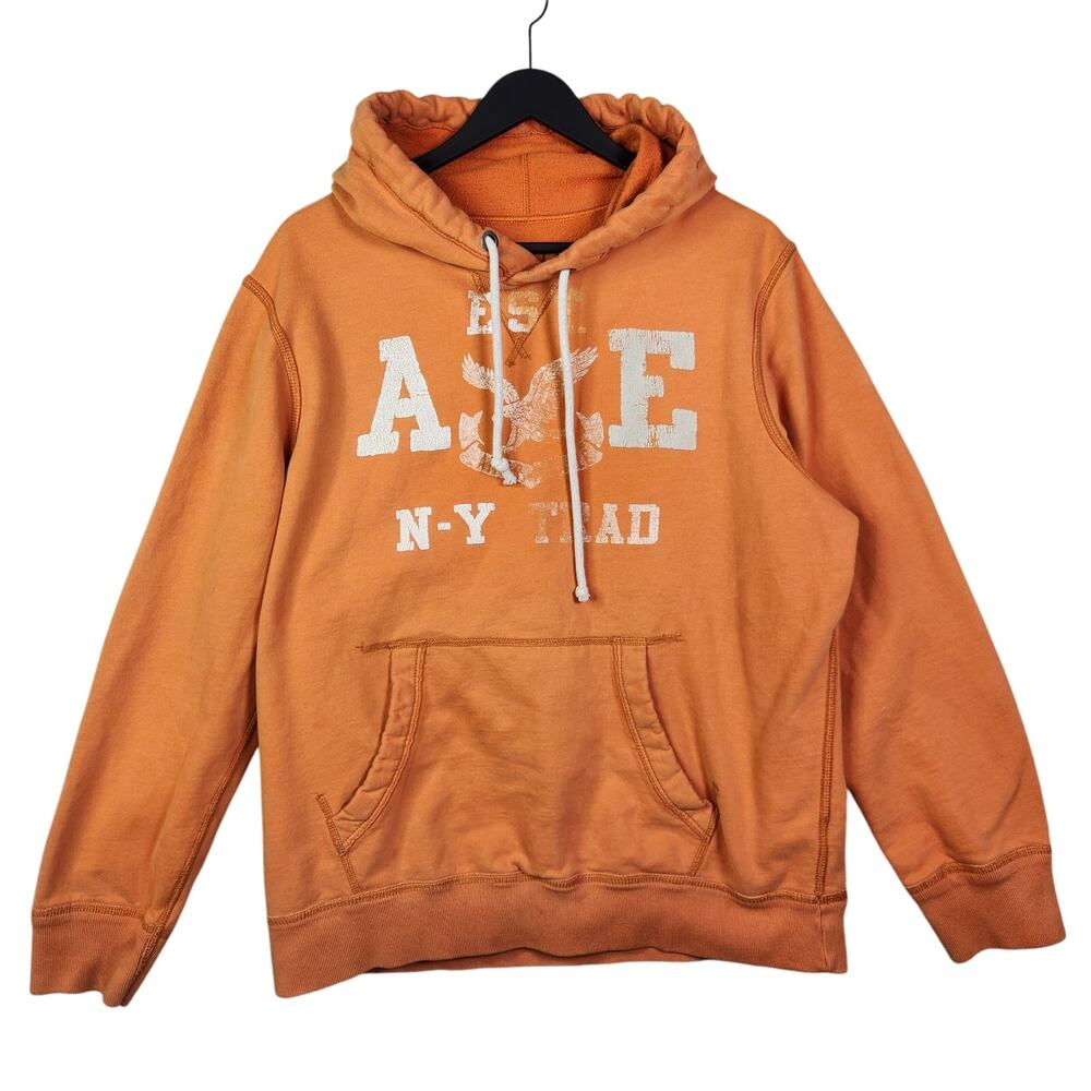 Y2K American Eagle AE Hoodie Sweatshirt Sz L Men Orange Preppy Logo Vintage Fit